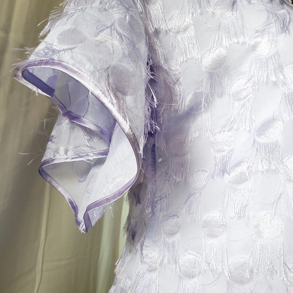 Purple Levender Shortsleeve Blouse Sheer Lightweight By Banana Republic - Picture 4 of 9